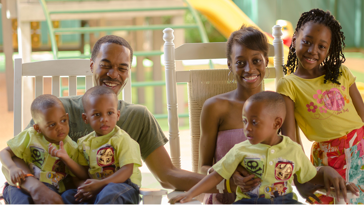 outdoor photo of a family at Ronald Mconald House